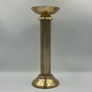 Vintage 1980s Brass Hollywood Regency Pillar Candle Holder